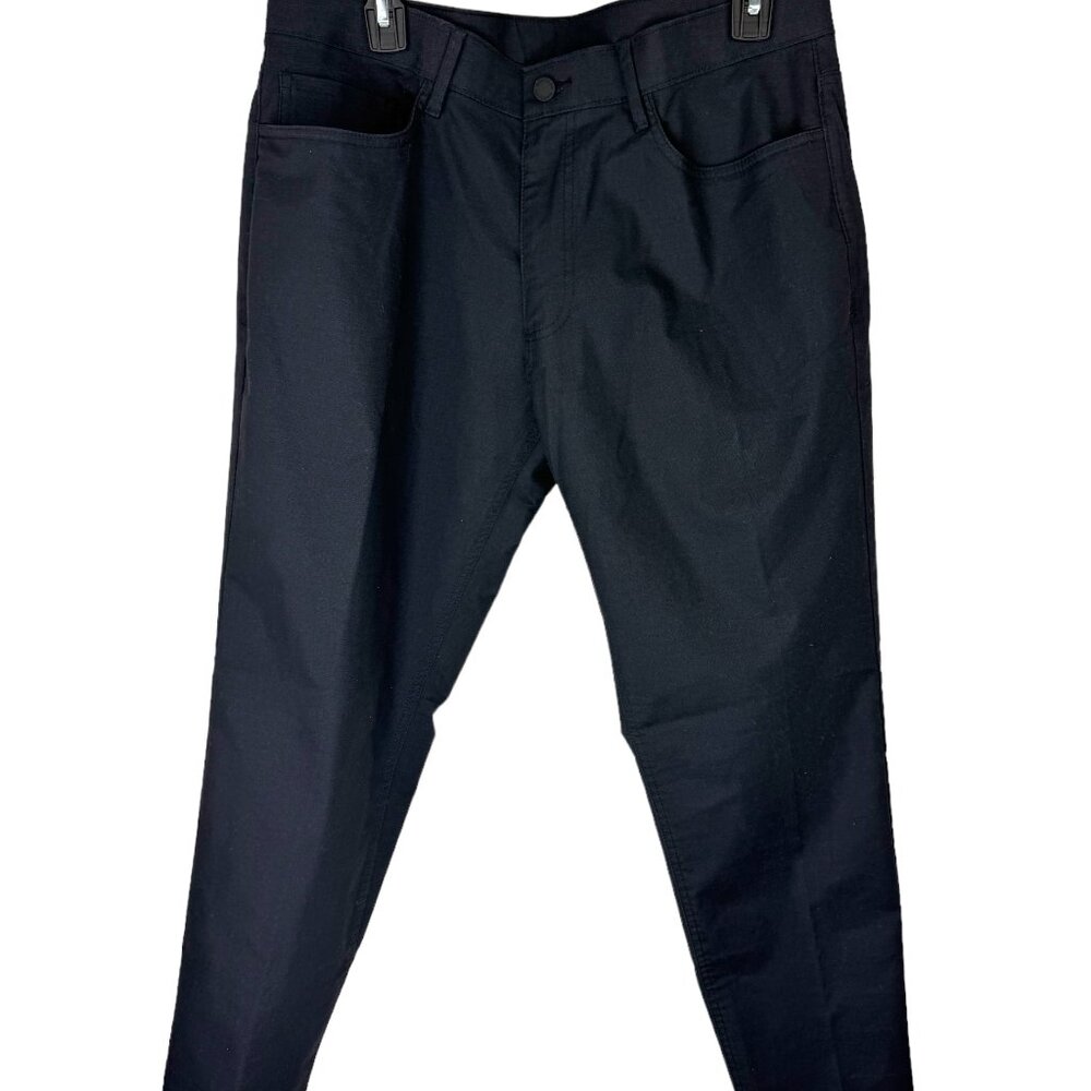 Haggar Pants Mens 34 x 30 Black Flat Front Slacks Dress Business Casual